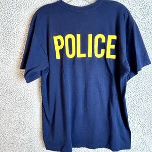 Vintage Single Stitch POLICE Double Sided T Shirt Size Large Tee Swing Retro 80s